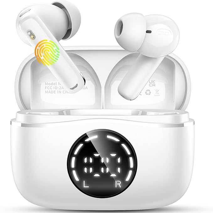 Bluetooth 5.4 Headphones, 2025 Wireless Earbuds 3D Hi-Fi Stereo Bass Ear Buds, 4 ENC Noise Cancelling Mic, 3g USB-C in-Ear Earphone Sport, IP-X7 Waterproof Workout Gym for Android iOS Laptop Pad