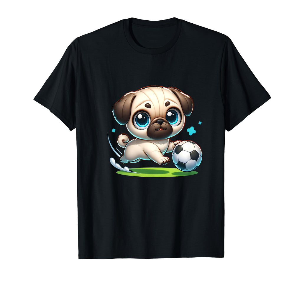 Pug Soccer Player Fan Ball Champion T-Shirt - Graphic Print Unisex