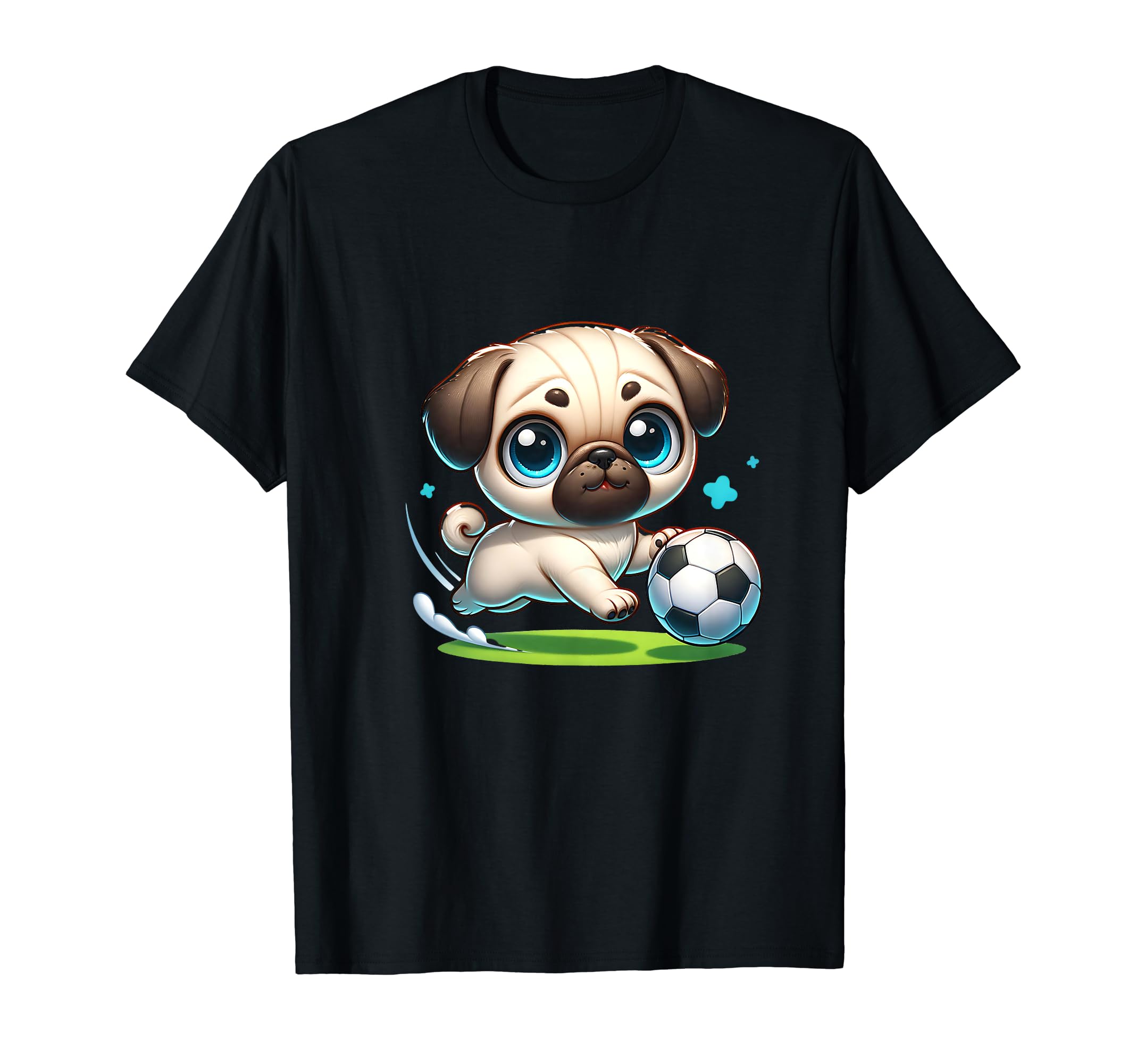 Pug Soccer Player Fan Ball Champion T-Shirt - Graphic Print Unisex
