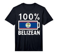 Belize Flag 100 Belizean Battery T-Shirt - Aesthetic Graphic for Adults