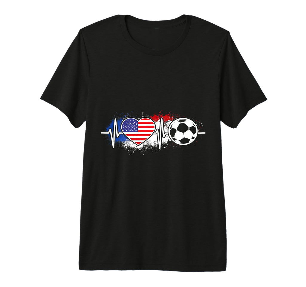 Usa Soccer Heartbeat American Flag T-Shirt - Streetwear Style Unisex