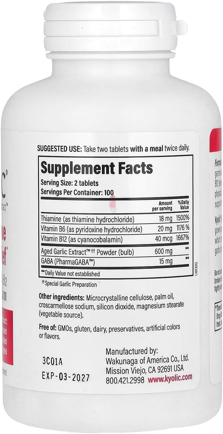 Kyolic Aged Garlic Extract, Formula 101 Stress & Fatigue Relief, 200 Tablets