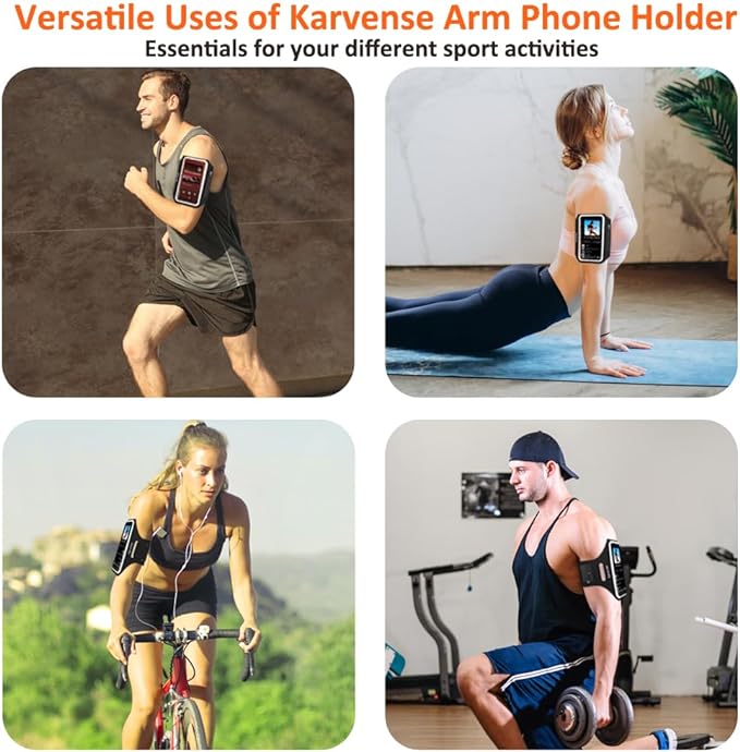 Running Phone Holder, Arm Band for Running for iPhone & Samsung Galaxy, Cell Phone Armband Holder for Walking, Gym, Workout, Men, Women, w/Adjustable Strap & Zipper Pocket (Black-L)