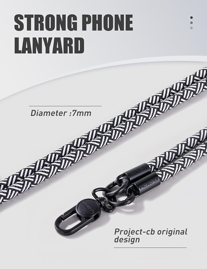 project-cb Phone Wrist Strap 1,Tether Tab 2,Phone Wristlet,Lanyard Wrist Strap,Key Holder,KeyChain,KeyRing×2(White-Black)
