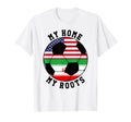 My Home My Roots Iran Flag Soccer T-Shirt - Unique Graphic Men Women