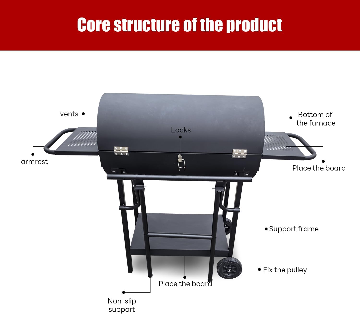 Charcoal Grill - Charcoal Barrel Grill with side shelf, Large Stainless Steel BBQ Grill suitable for outdoor camping,backyards, and patios (Extra Large)