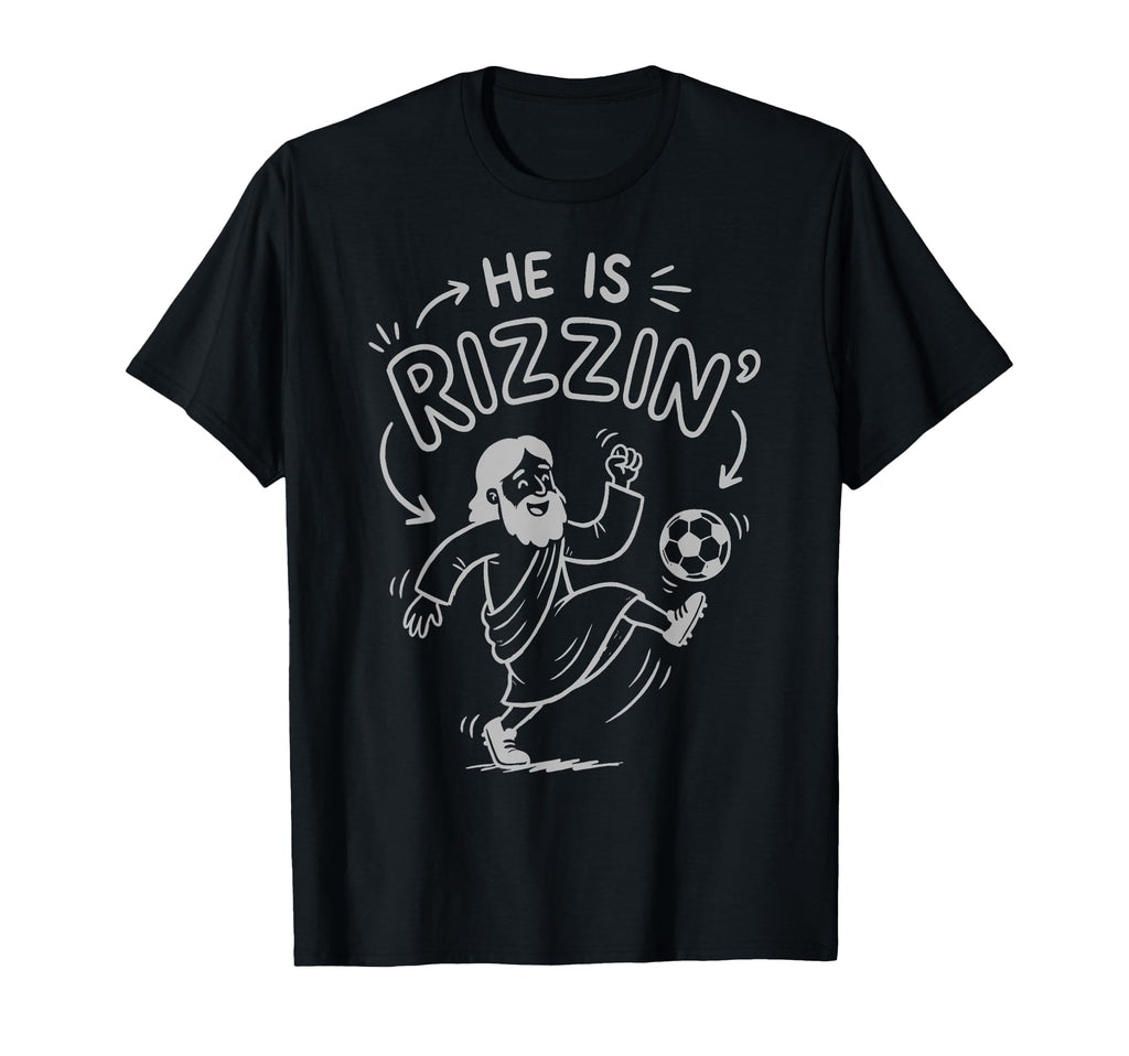 Funny Meme God Christian He Is Rizzin T-Shirt - Minimalist Print Unisex