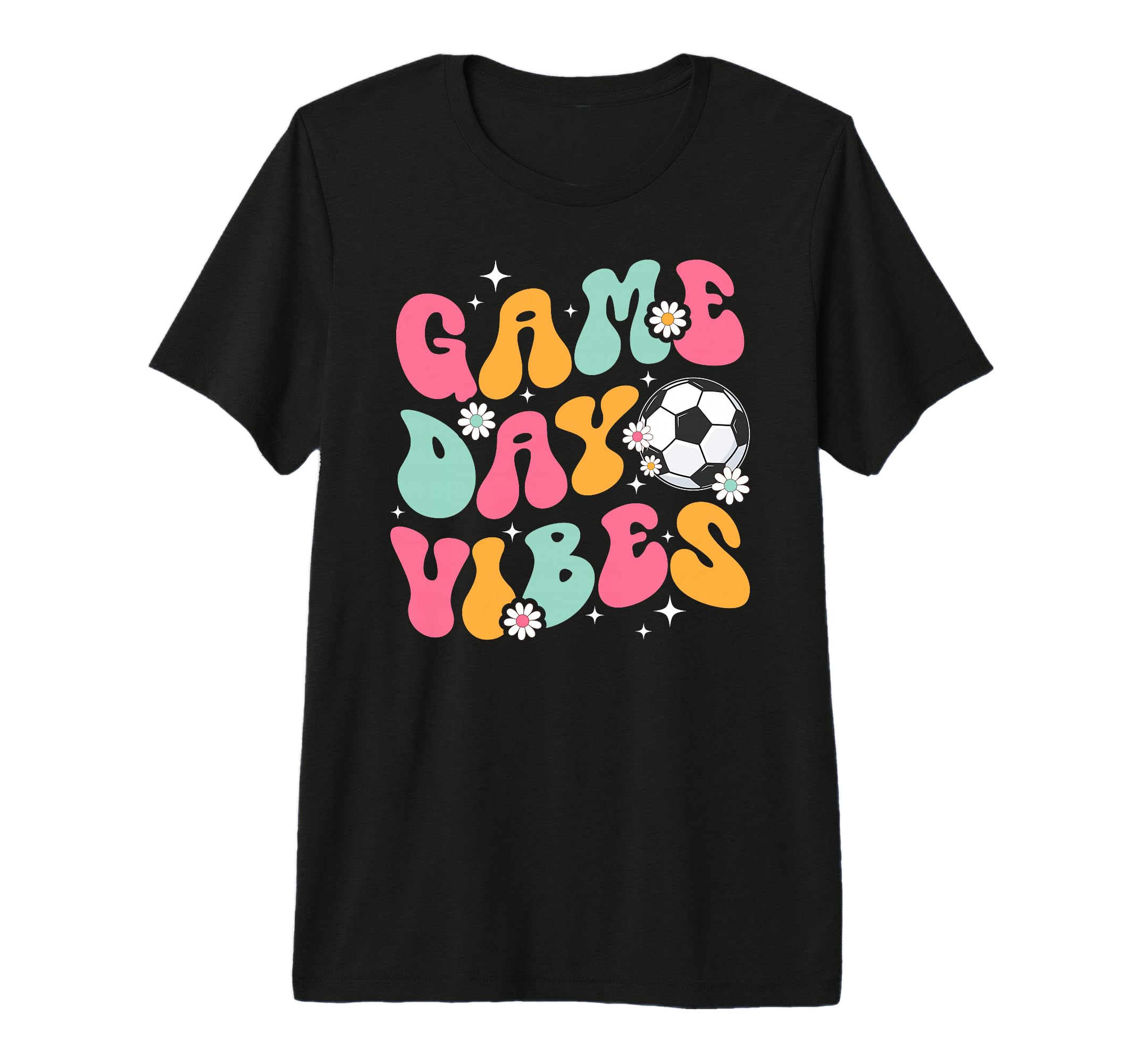 Groovy Soccer Game Day Vibes Game Day T-Shirt - Graphic Print for Adults