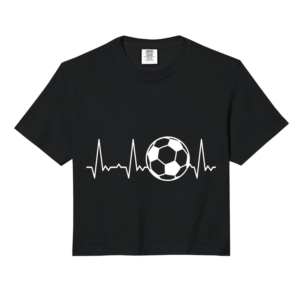 Heartbeat Soccer Ball Comfort Colors Crop Hoodie - Graphic Print for Adults