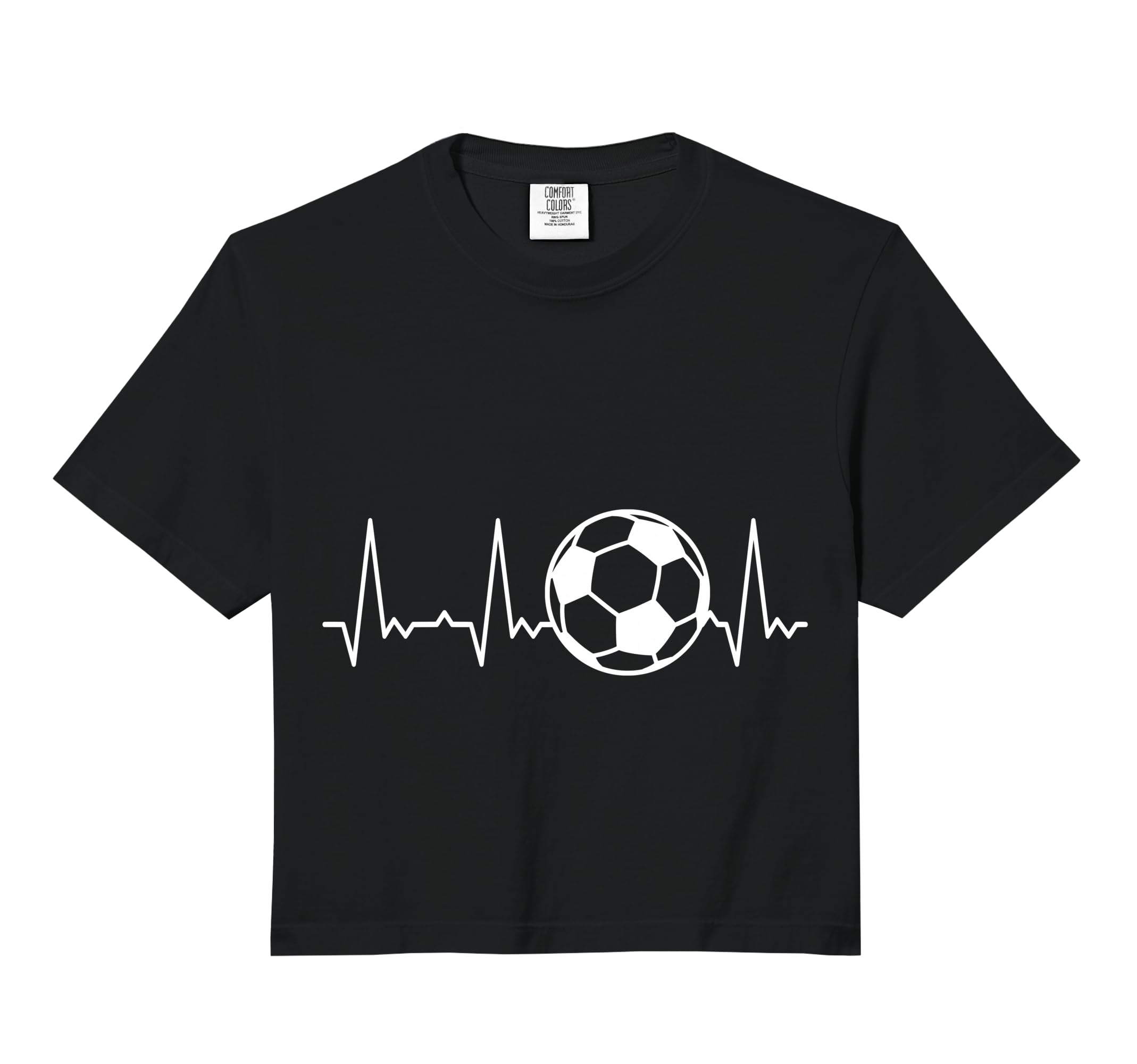 Heartbeat Soccer Ball Comfort Colors Crop Hoodie - Graphic Print for Adults