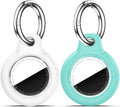 Upgrade Waterproof 2 Pack Airtags Holder with Apple Airtags Keychain, Hard PC Air Tag Case, Anti-Scratch & Shock Air tag Holder, Men's Women's Keyrings & Keychains-White+Mint Green