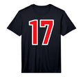 White Red Sports Team Number 17 Performance T-Shirt - Trendy Graphic Unisex