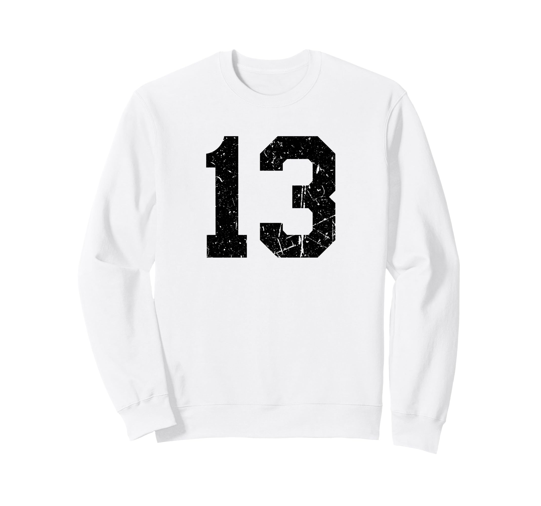 Black Distressed Sport Team Number 13 Sweatshirt - Streetwear Style Unisex