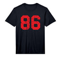 Distressed Number 86 Red Sports Team T-Shirt - Trendy Graphic for Adults