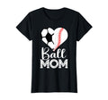 Ball Mom Soccer Baseball Heart Sports Mama T-Shirt - Novelty Apparel Unisex