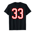 White Red Sports Team Number 33 T-Shirt - Minimalist Print Unisex