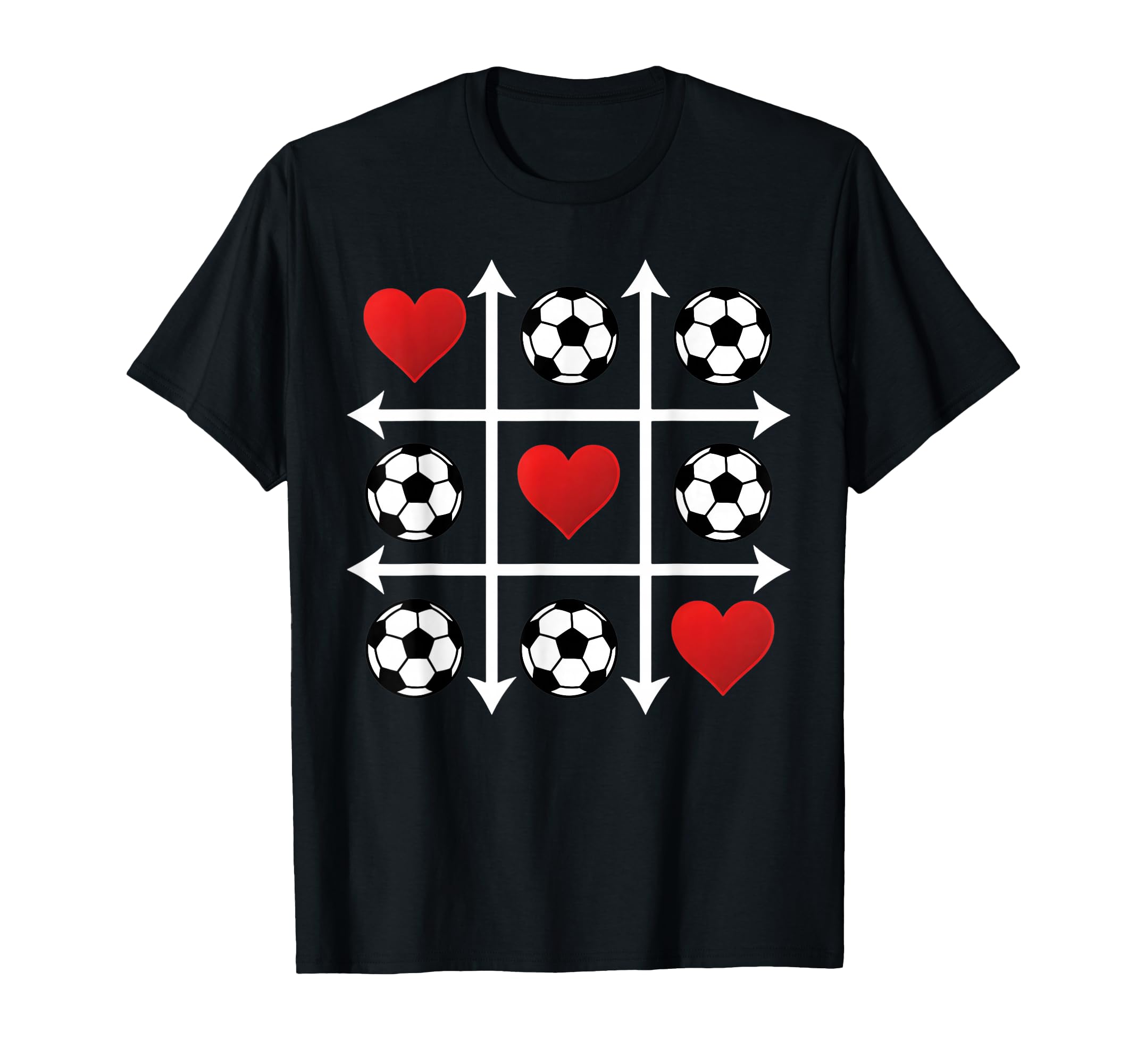 Soccer Valentine Heart Tic Tac Toe T-Shirt - Novelty Apparel Men Women