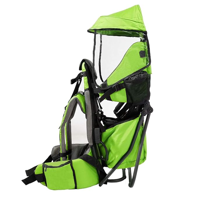 ClevrPlus Cross Country Baby Backpack Carrier, Green, Toddler Hiking Backpack with Comfortable Seat, Adjustable Straps & Belt, Foldable Frame Lightweight Large Capacity Child Carrier for Outdoor