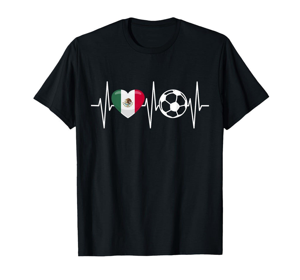 Mexico Soccer Funny Soccer Fan Heartbeat T-Shirt - Graphic Print Unisex