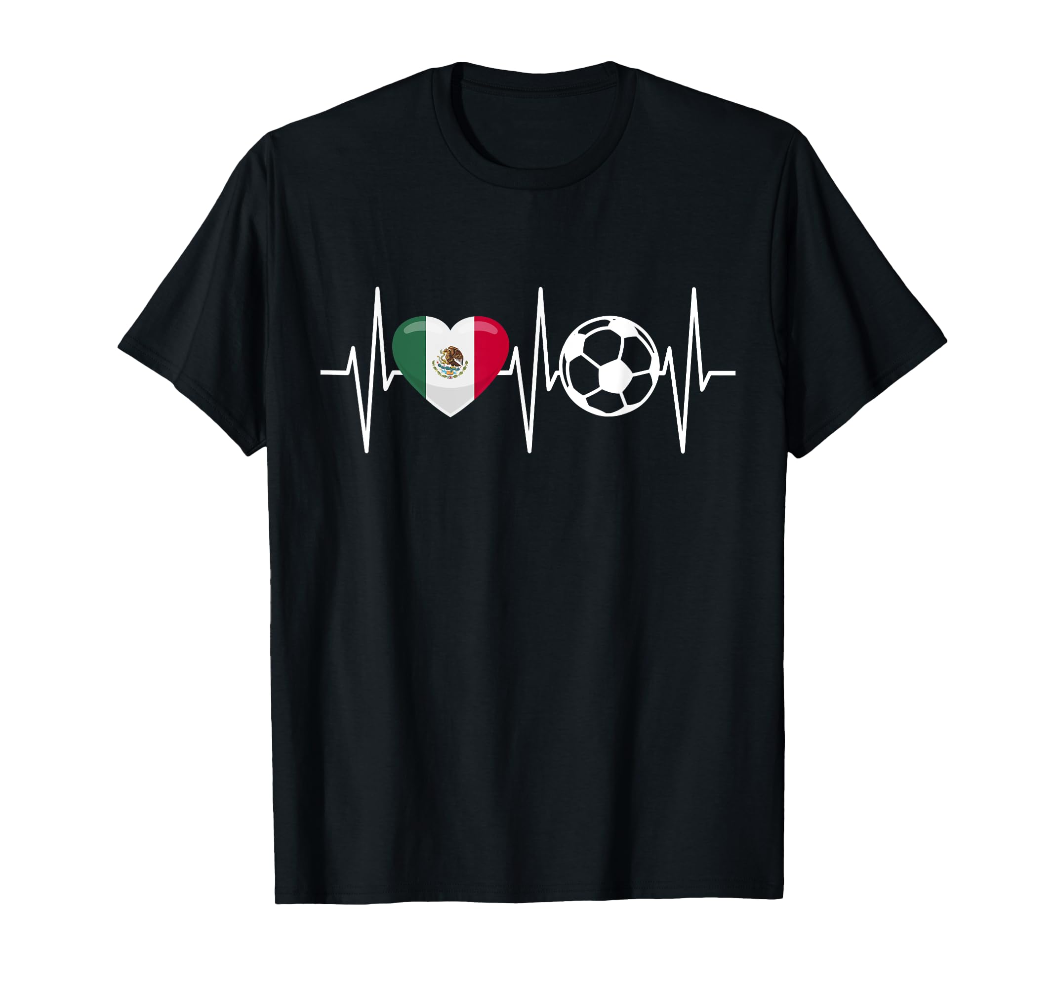 Mexico Soccer Funny Soccer Fan Heartbeat T-Shirt - Graphic Print Unisex