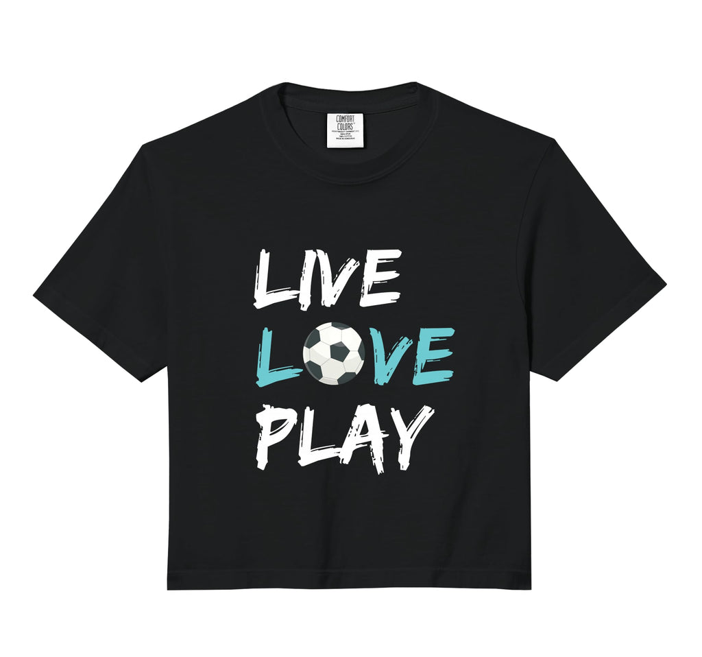 Soccer Live Love Play Comfort Colors Crop Hoodie - Graphic Print Men Women