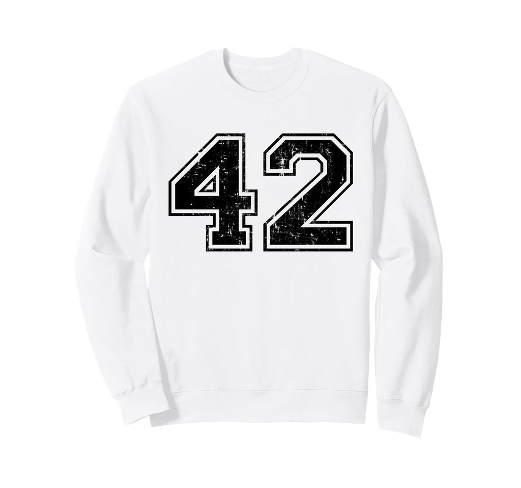 Number 42 Varsity Distressed Sport Sweatshirt - Fun Novelty Design Unisex