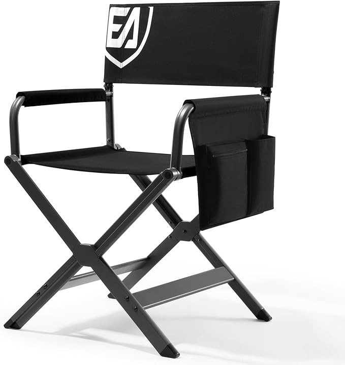 Ever Advanced Lightweight Aluminum Director's Chair, Black and Grey, 350lb Capacity