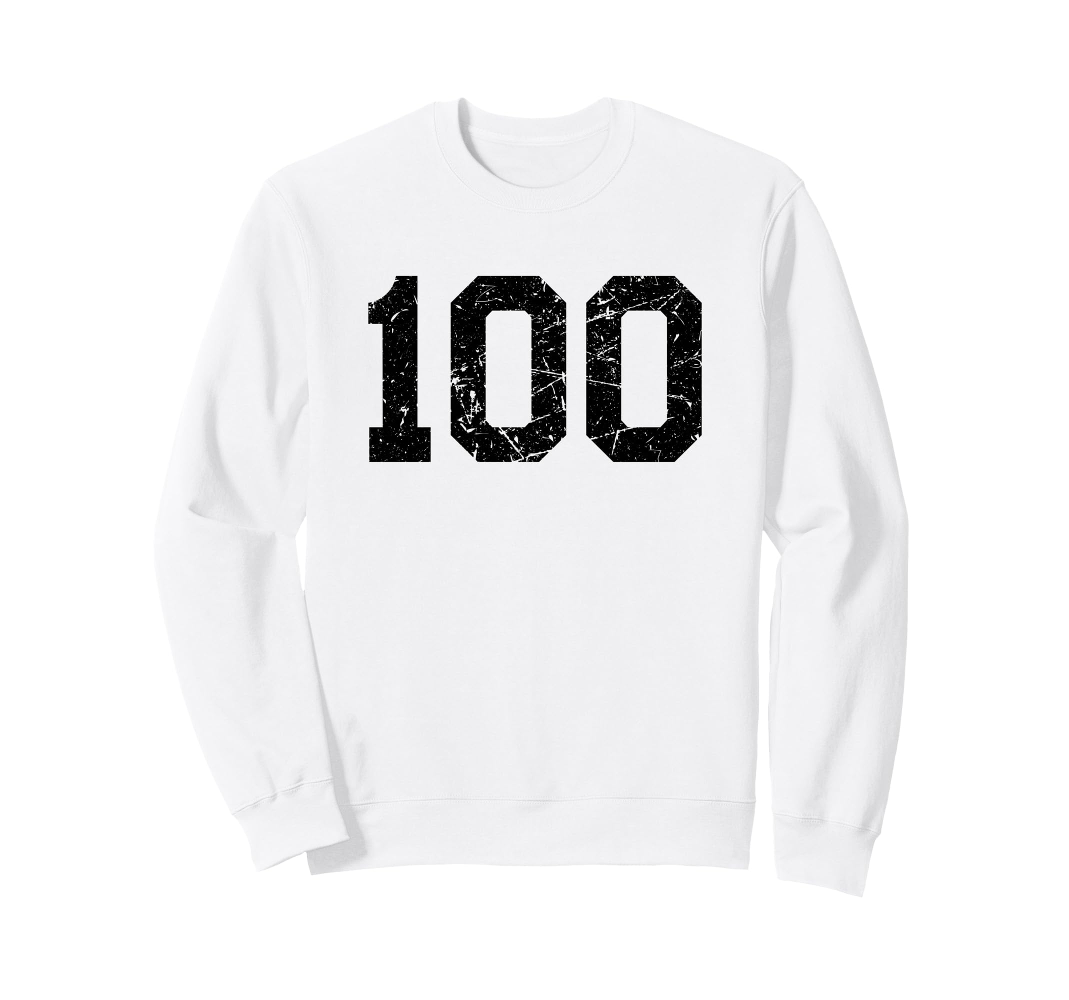 Black Distressed Sport Team Number 100 Sweatshirt - Custom Art Print Unisex