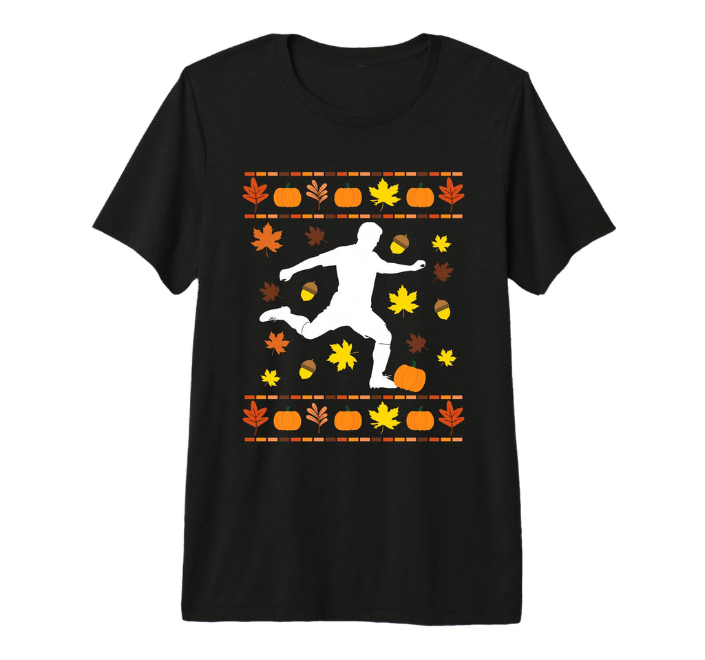Soccer Player Autumn Fall Season Maple T-Shirt - Unique Graphic Men Women