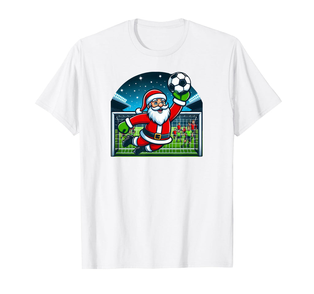 Goalkeeper Soccer Santa T-Shirt - Custom Art Print Men Women