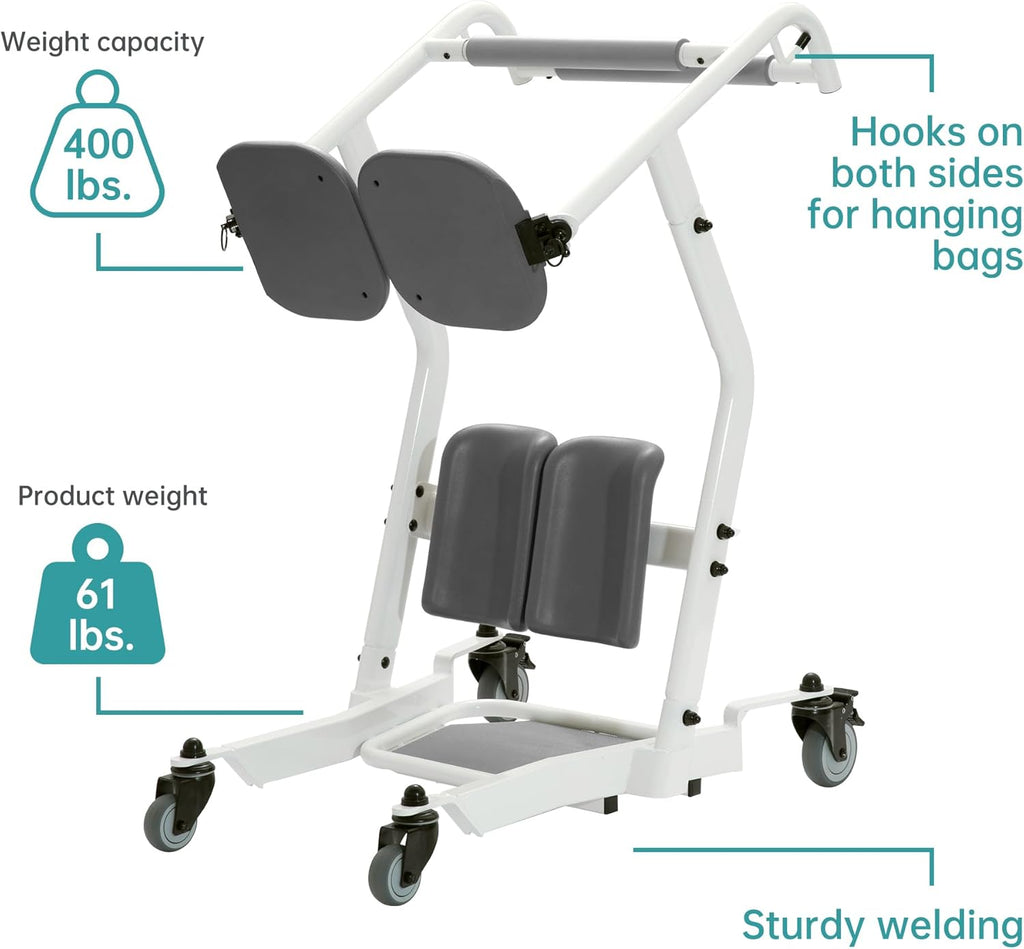 Sit to Stand Lift Patient Transport Unit for Elderly - 400 Pound Weight Capacity - Patient Lift for Home Care Use