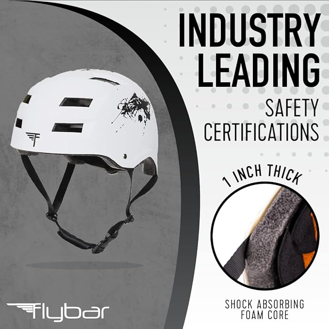 Flybar Bike Helmet- Multi Sport Dual Certified Adjustable Dial, Lightweight Skateboard Helmet, Roller Skating, Pogo, Electric Scooter, Snowboard, Boys and Girls Kids- Adults Helmets