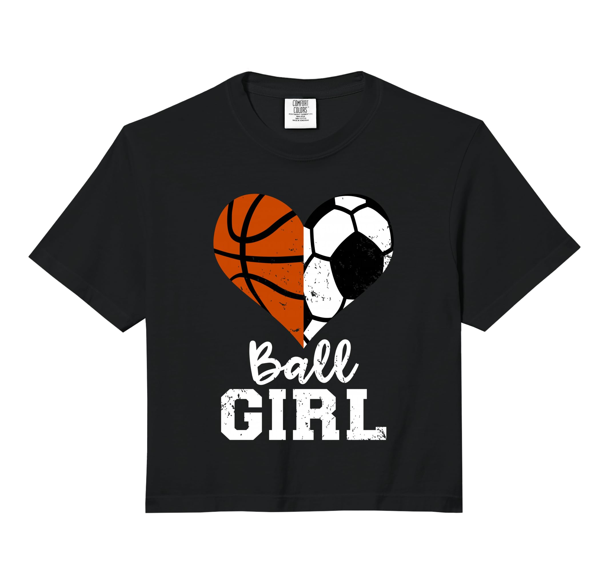 Ball Heart Funny Soccer Basketball Sweatshirt - Graphic Print Unisex