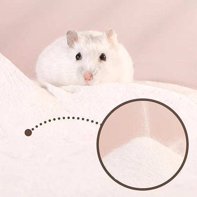 DR.DUDU Hamster Bath Sand, 2.8lb Dust Free Desert Sand or Potty Litter Sand for Hamster Chinchillas Gerbil Syrian Mice Small Animals (White)