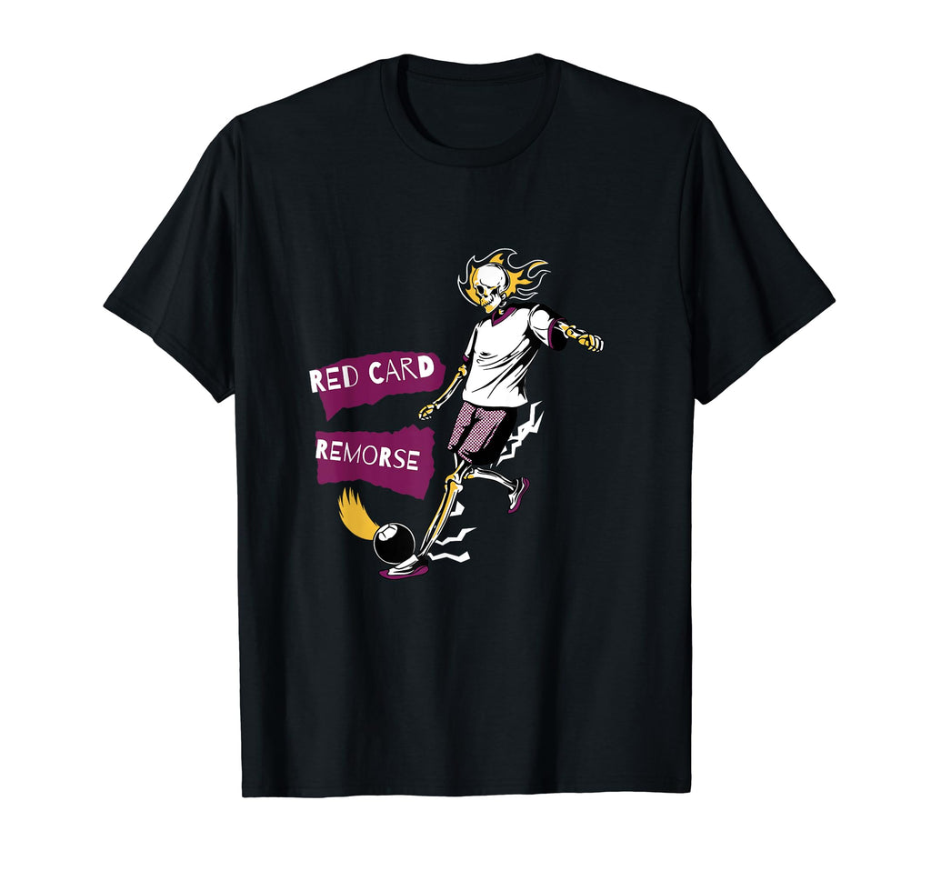 Red Card Remorse Soccer Skeleton T-Shirt - Casual Everyday Wear Unisex