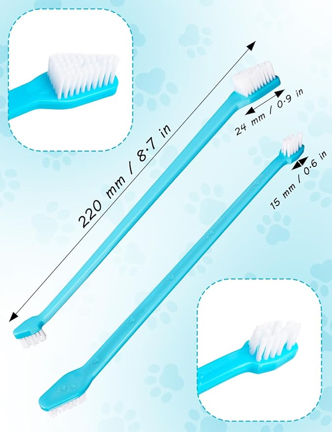 300 Pcs Dog Toothbrush Kit, Dual-Headed Toothbrush for Dogs & Cats, 10 Colors