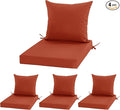 24x24 Inch Outdoor Cushions for Patio Furniture, Waterproof Outdoor Chair Cushions w/Fade-Resistant, Removable & Machine-Washable Covers, Deep Seat Sofa/Couch Pad Replacement – Set of 4, Rust