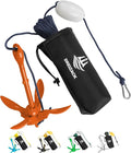 Dreizack Kayak Anchor Kit, 3.5 lb Folding Grapnel Boat Anchor Trolley Accessories with 40ft Rope and PVC Buoy for Fishing Kayaks SUP Paddle Boards Canoes Jet Ski PWC Inflatable Small Boats
