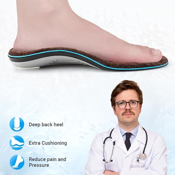 VALSOLE Heavy Duty Support Pain Relief Orthotics - 220+ lbs Plantar Fasciitis High Arch Support Insoles for Men Women, Flat Feet Orthotic Insert, Work Boot Shoe Insole, Absorb Shock with Every Step