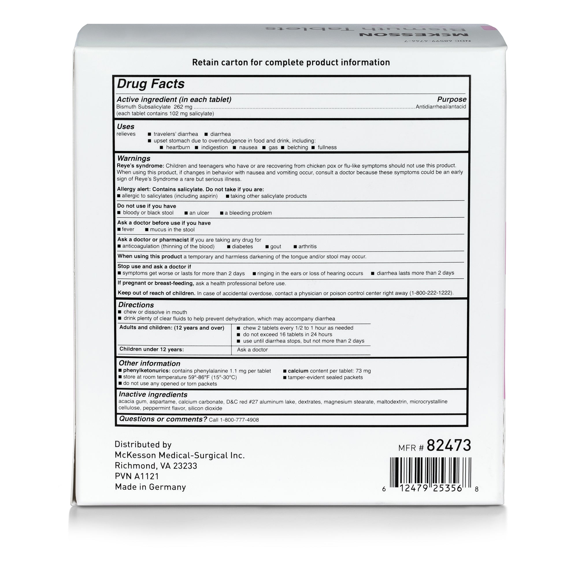 McKesson Bismuth Subsalicylate Anti-Diarrheal 82473