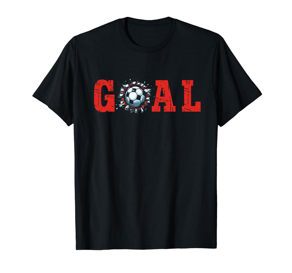 Goal Soccer Ball Break Wall Soccer T-Shirt - Casual Everyday Wear Unisex
