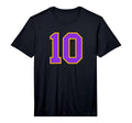 Number 10 Sports Team Yellow Purple T-Shirt - Graphic Print for Adults