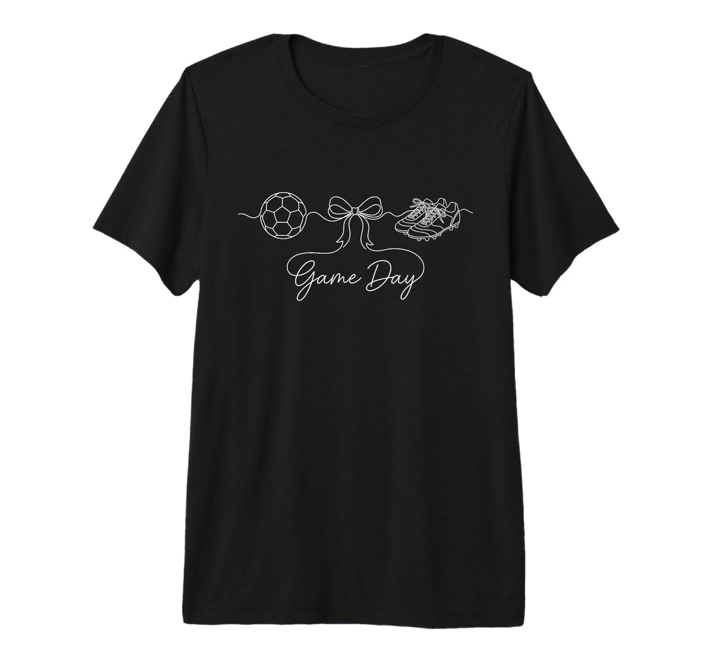Game Day Soccer Mom Ball Bow Cleats T-Shirt - Minimalist Print Men Women
