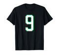 White Green Sport Team Number 9 T-Shirt - Aesthetic Graphic Men Women
