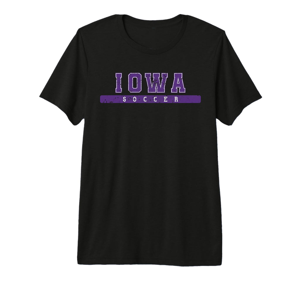 Iowa Soccer Purple Text Tri Blend T-Shirt - Streetwear Style Unisex
