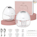 NCVI Wearable Breast Pump Hands Free, Portable Electric Breastfeeding Pump with 1500mAh Battery, Quiet Operation, Smart LED Display, 4 Modes & 9 Levels, 19/21/24mm Flanges, 2 Pack, White