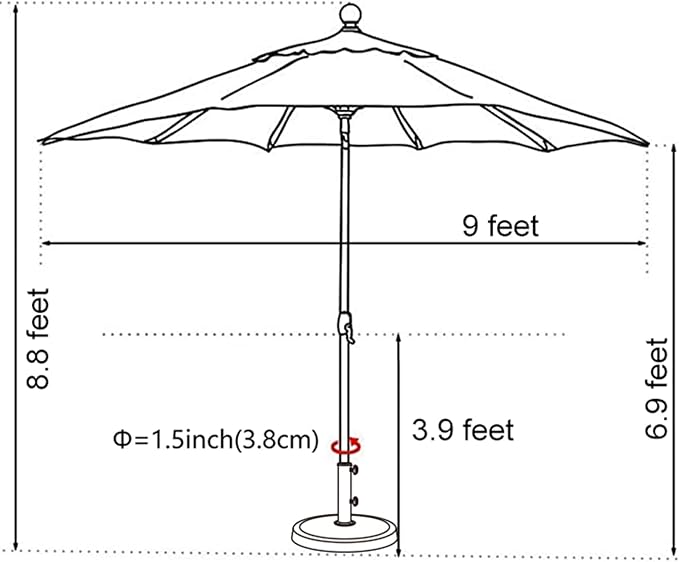 EliteShade USA 10-Year-Non-Fading 9Ft Market Umbrella Patio Umbrella Outdoor Table Umbrella with Ventilation,Royal Blue