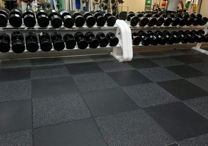 American Floor Mats - Extreme Rubber Gym Tiles - 1 Inch Thick Gym Tiles - 48" Long x 8" Wide Beveled Edge Ramp - Solid Black