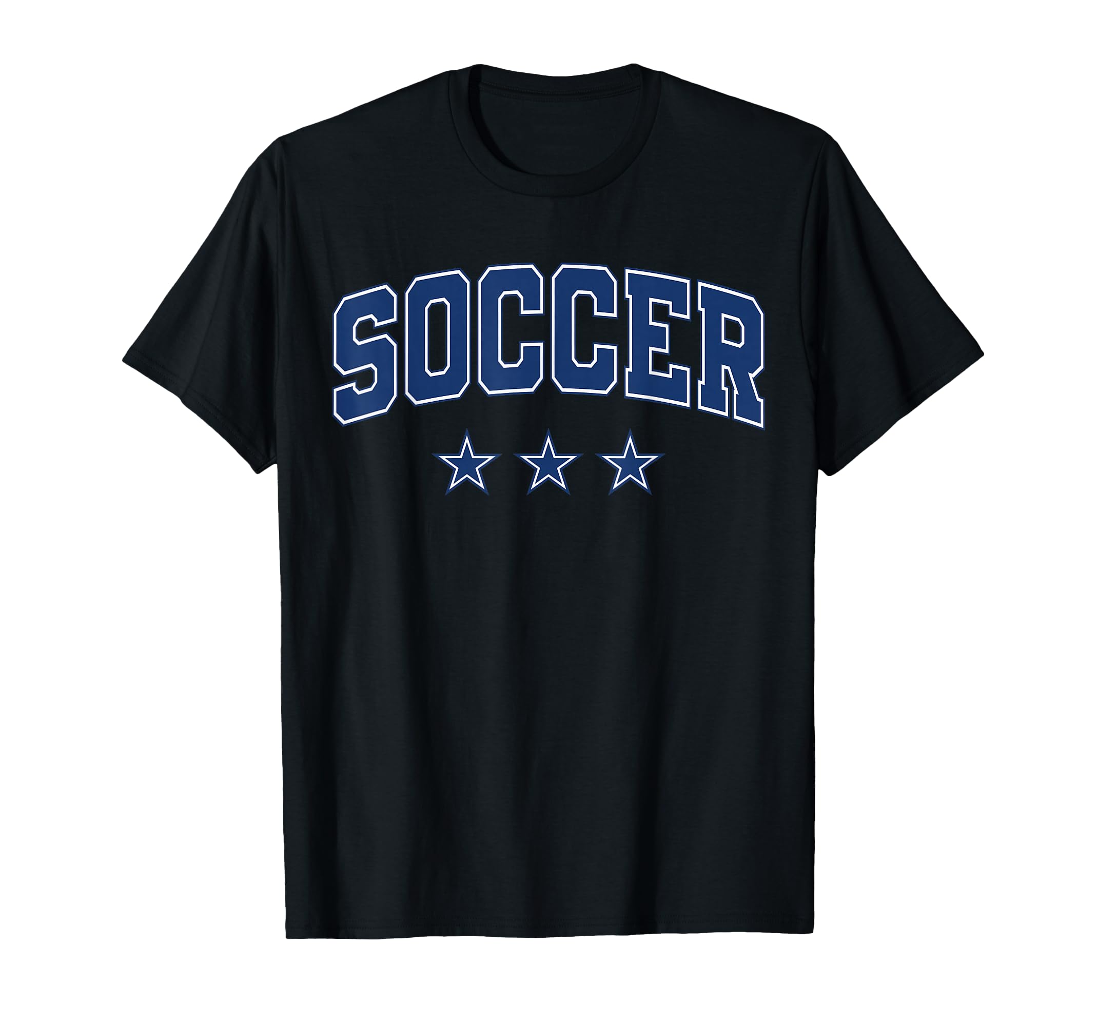 Soccer All Blue Stars Text T-Shirt - Casual Everyday Wear for Adults