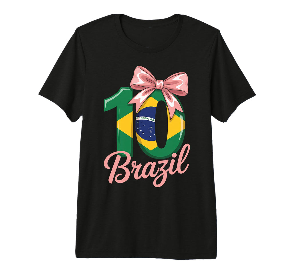 10 Brazil Birthday Number 10 Soccer T-Shirt - Graphic Print for Adults